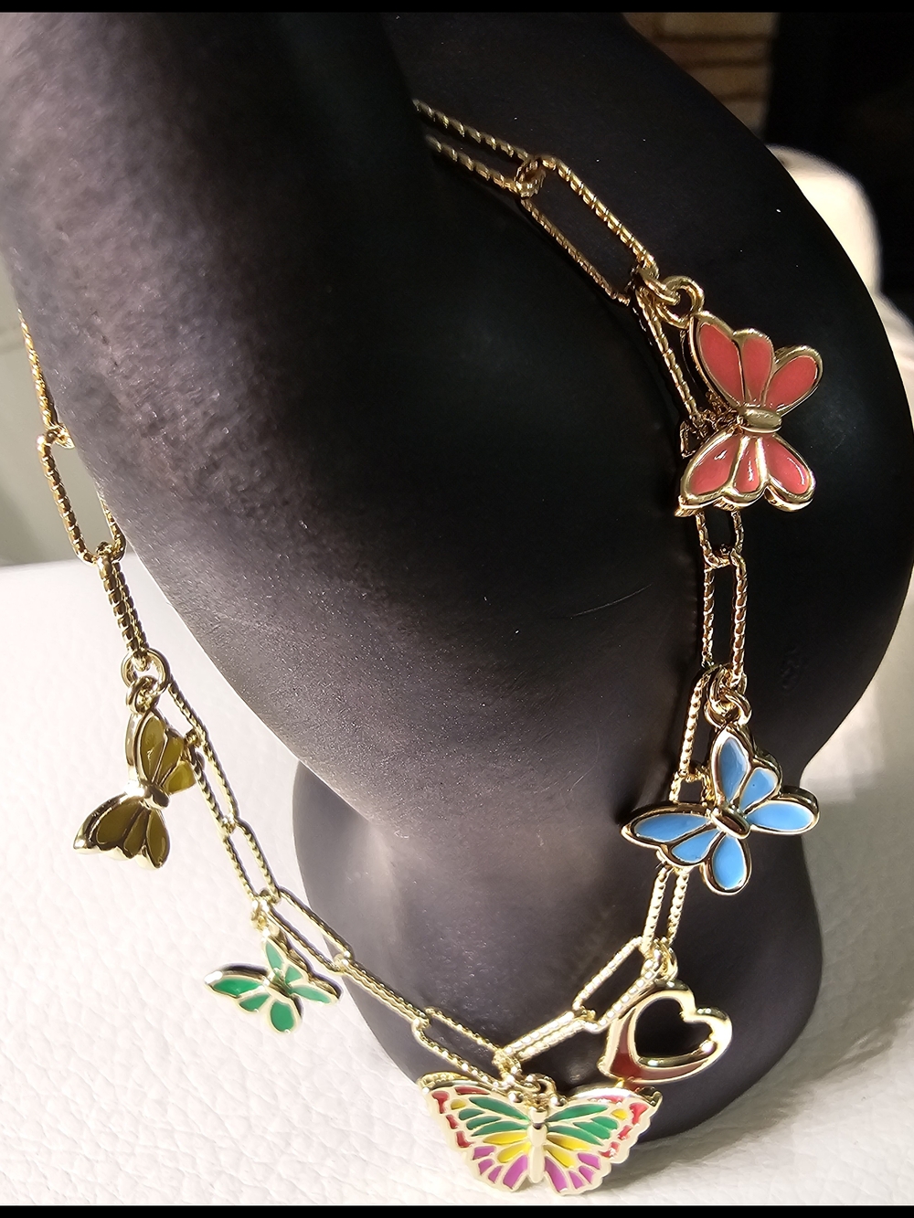 Gold-Tone Multicolor Butterfly Charm Bracelet - Women Jewelry
